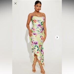 Nia Floral Maxi Dress - Lime